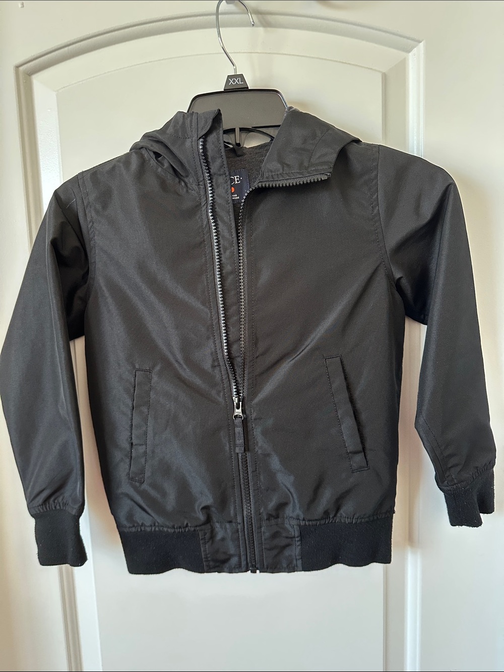 Place Black Hooded Rain Jacket for Kids